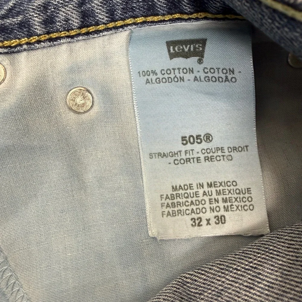 Levi's 505 Straight Fit Jeans Men's 32x30 Light Wash 100% Cotton‎ Denim Mexico